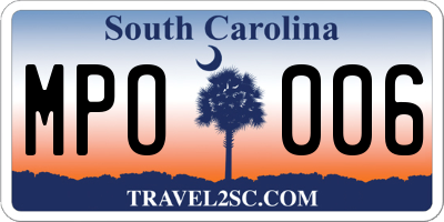 SC license plate MPO006