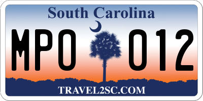 SC license plate MPO012