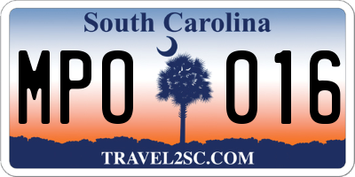 SC license plate MPO016