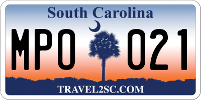 SC license plate MPO021