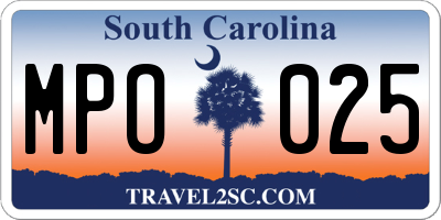 SC license plate MPO025