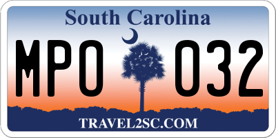 SC license plate MPO032
