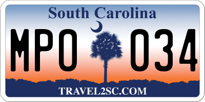 SC license plate MPO034