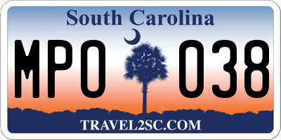 SC license plate MPO038