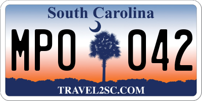 SC license plate MPO042