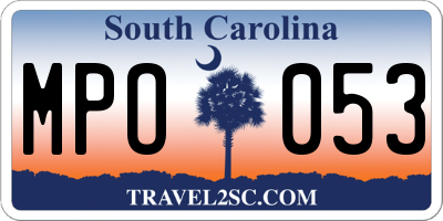 SC license plate MPO053