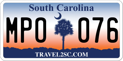 SC license plate MPO076