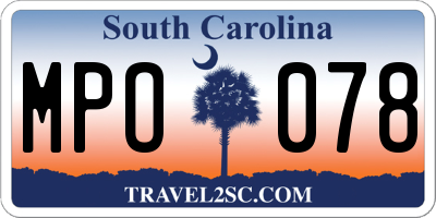 SC license plate MPO078