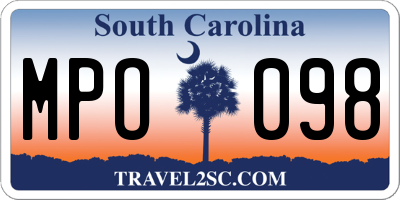 SC license plate MPO098