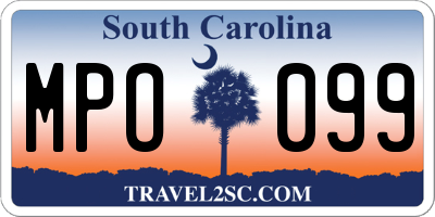 SC license plate MPO099