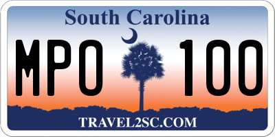 SC license plate MPO100