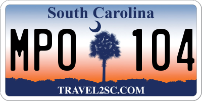 SC license plate MPO104