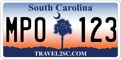 SC license plate MPO123