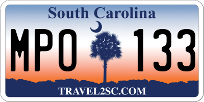 SC license plate MPO133