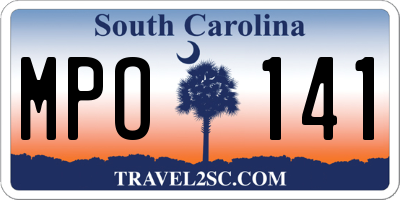 SC license plate MPO141