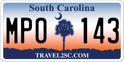 SC license plate MPO143