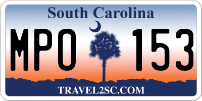 SC license plate MPO153