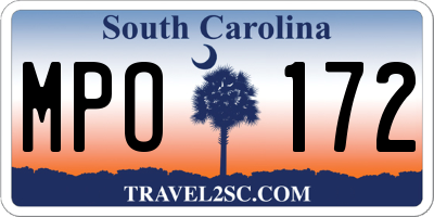 SC license plate MPO172