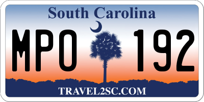SC license plate MPO192