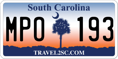 SC license plate MPO193