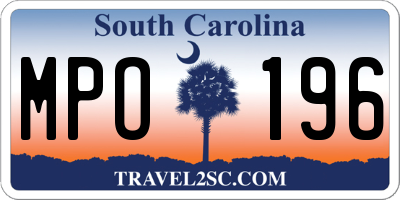 SC license plate MPO196