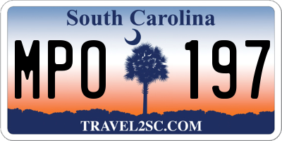 SC license plate MPO197