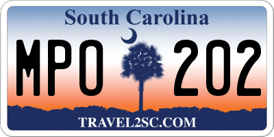 SC license plate MPO202