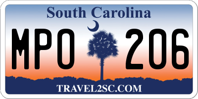 SC license plate MPO206