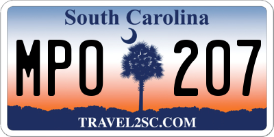 SC license plate MPO207