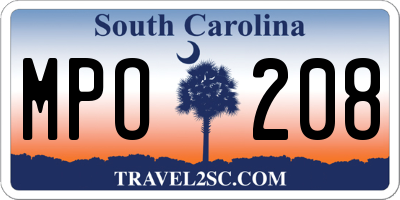 SC license plate MPO208