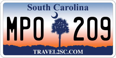SC license plate MPO209