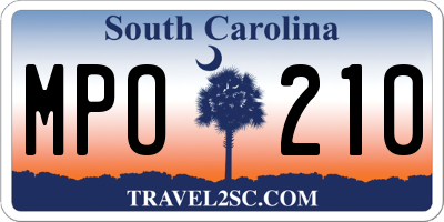 SC license plate MPO210