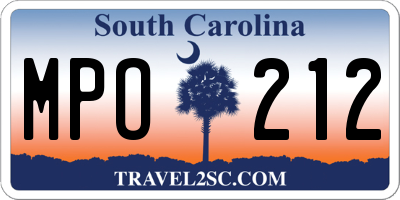 SC license plate MPO212