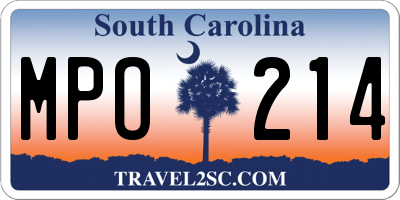 SC license plate MPO214