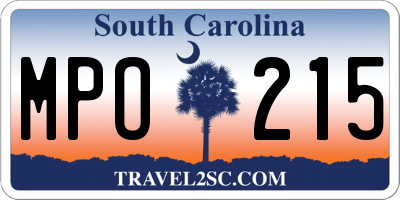 SC license plate MPO215
