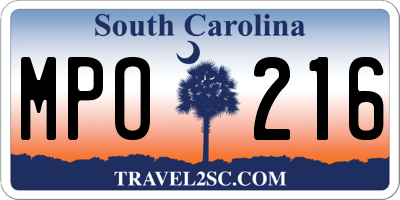 SC license plate MPO216