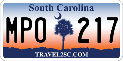 SC license plate MPO217