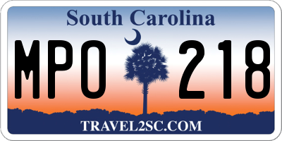 SC license plate MPO218