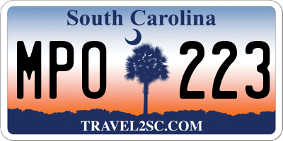 SC license plate MPO223