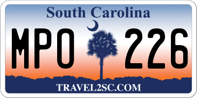 SC license plate MPO226