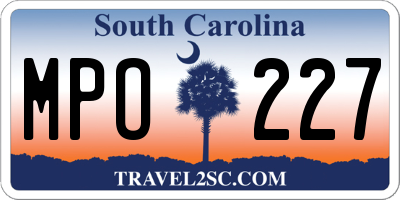 SC license plate MPO227