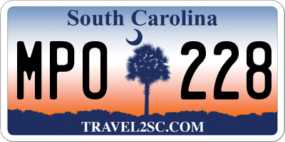 SC license plate MPO228