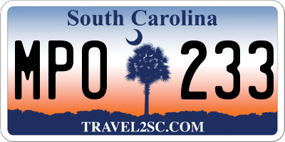 SC license plate MPO233