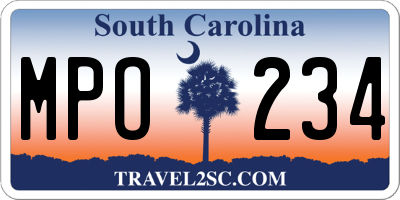 SC license plate MPO234