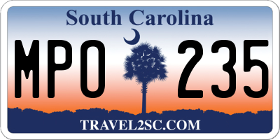SC license plate MPO235