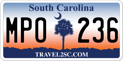 SC license plate MPO236