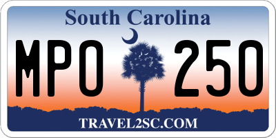SC license plate MPO250