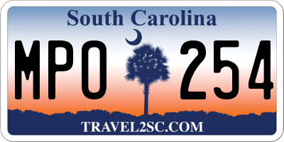 SC license plate MPO254
