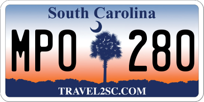 SC license plate MPO280
