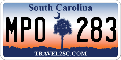 SC license plate MPO283